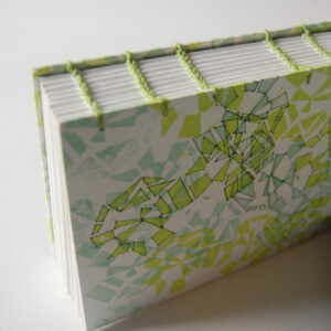 GILDE book, coptic binding notebook, green & white