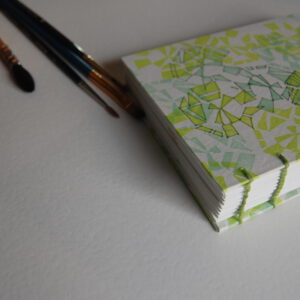 GILDE book, coptic binding notebook, green & white - Afbeelding 2