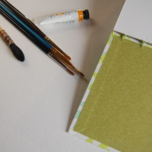 GILDE book, coptic binding notebook, green & white - Afbeelding 3