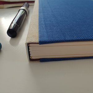 GILDE book, sewnboard binding, Royal blue and beige