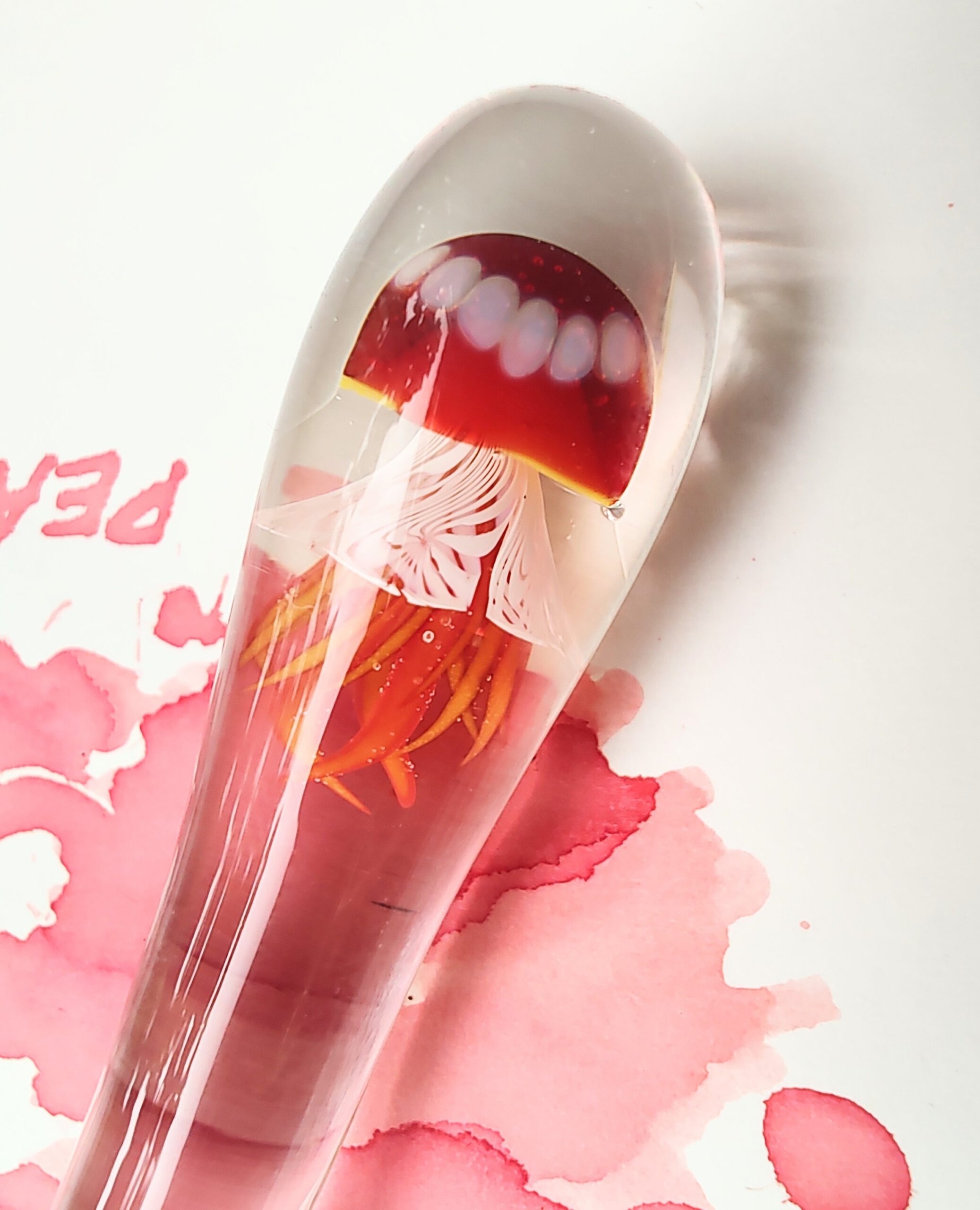 Jellyfish glass dippen with clear grip section "Rotkäppchen" - Afbeelding 2