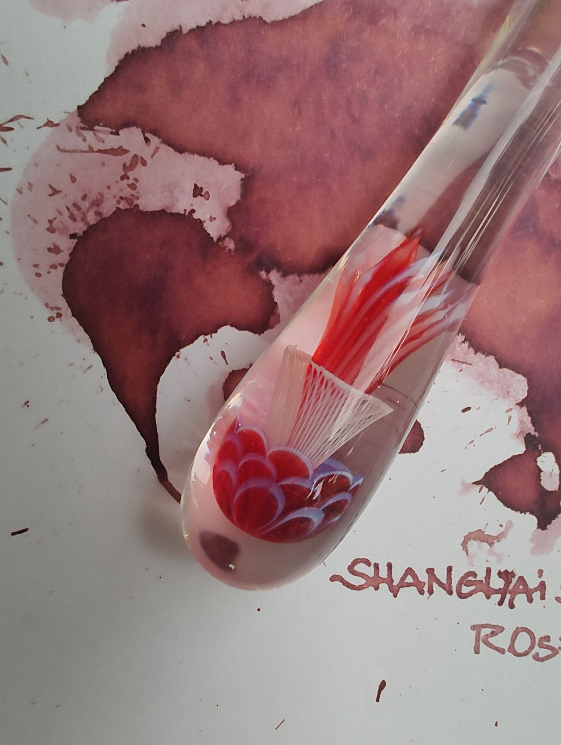 Jellyfish glass dippen with swirl grip section "Red dot in sage" - Afbeelding 2