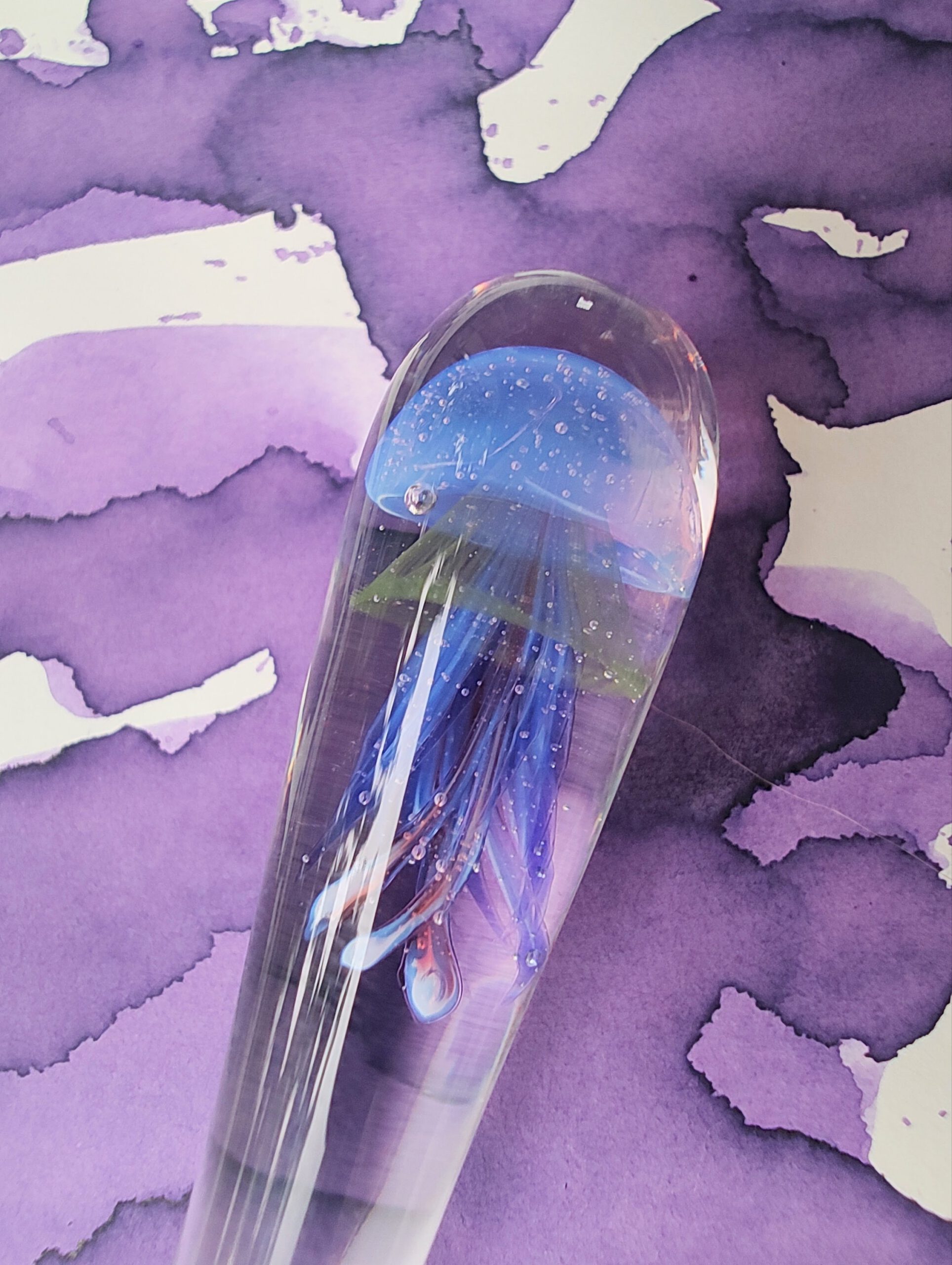 Jellyfish glass dippen with clear grip section "violet dream" - Afbeelding 2